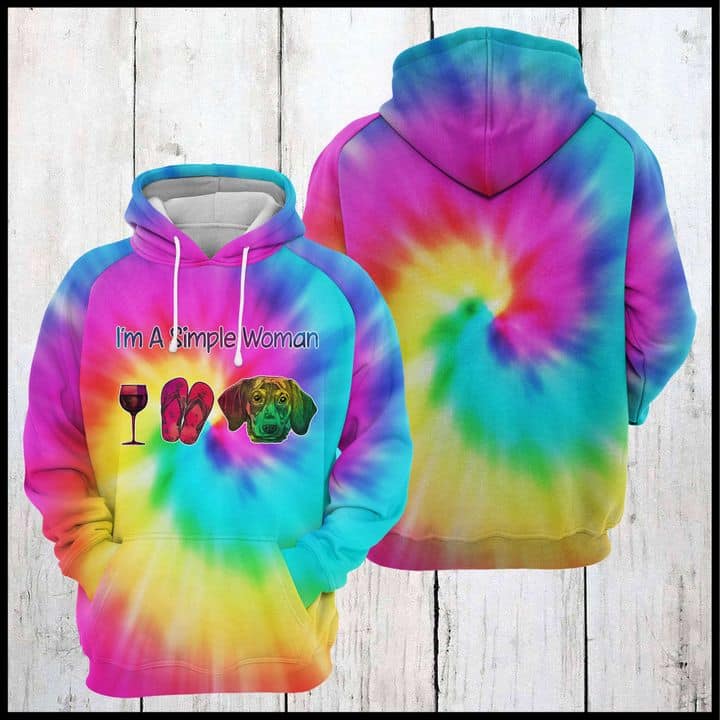 Dachshund Tie Dye 3D Printed Hoodie/ …