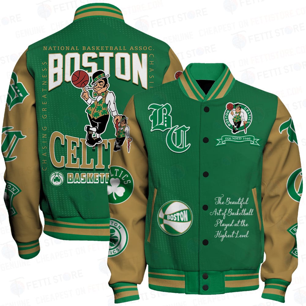 Boston Celtics National Basketball Association Print Varsity Jacket SFAT Ver 02