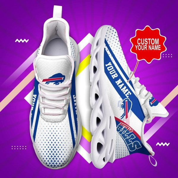 Buffalo Bills White Blue Trending Custom Name 3D Max Soul Sneaker Shoes MS225