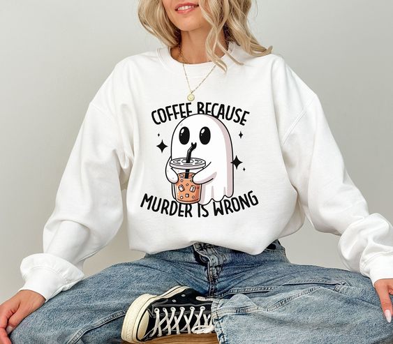 Cute Coffee Ghost Sweatshirt, Coffee … fashionstation