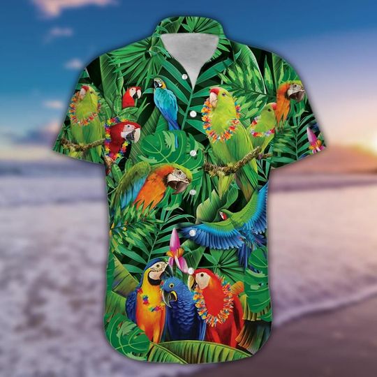 Hawaii Shirt – Awesome Parrots Tropical Green Hawaiian Shirt