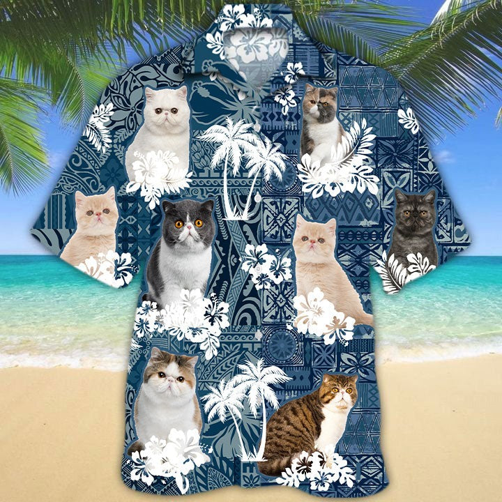 Exotic Shorthair Hawaiian Shirt, Aloha Beach Shirt For Cat Lovers, Cat In Hawaiian Shirt