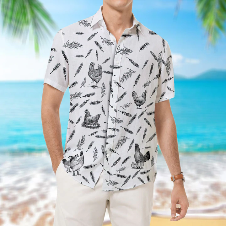 Chicken Pattern – Hawaiian Shirt,  Animal Farm Chicken Shirts For Men, Women