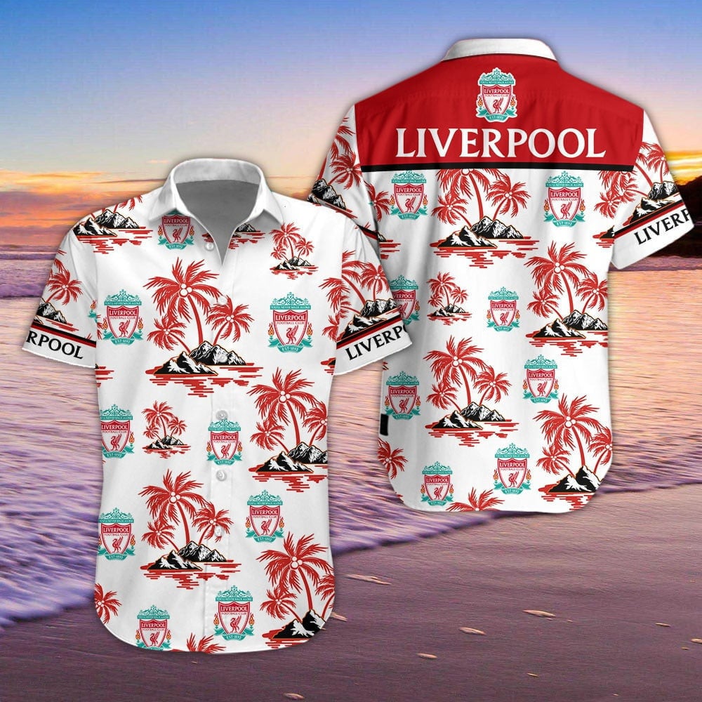 Liverpool F.C Island Palm Trees And Logo 3D Hawaiian Shirt