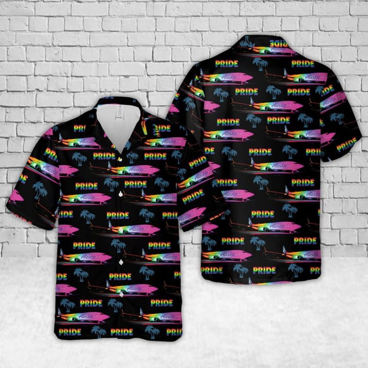 Alaska Fly With Pride Hawaiian Shirt For Gaymer, Lesbian Hawaiian 3D Shirt For Pride Month, Summer Gift