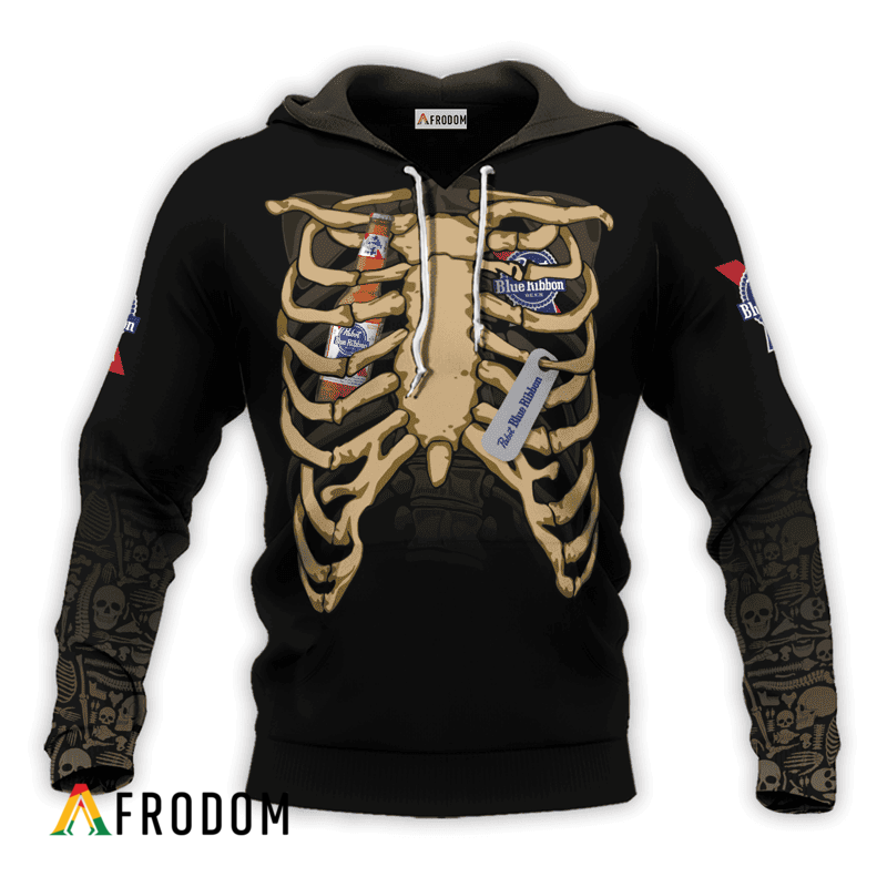 Pabst Blue Ribbon Skeleton Ribcage Hoodie & Zip Hoodie