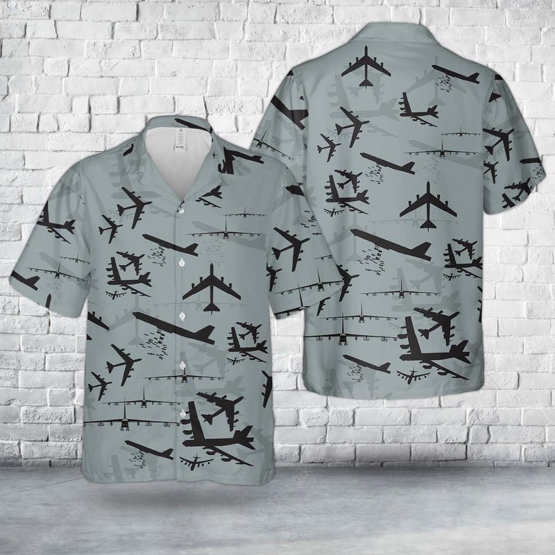 Us Air Force Boeing B-52 Stratofortress Aircraft Silhouettes Hawaiian Shirt