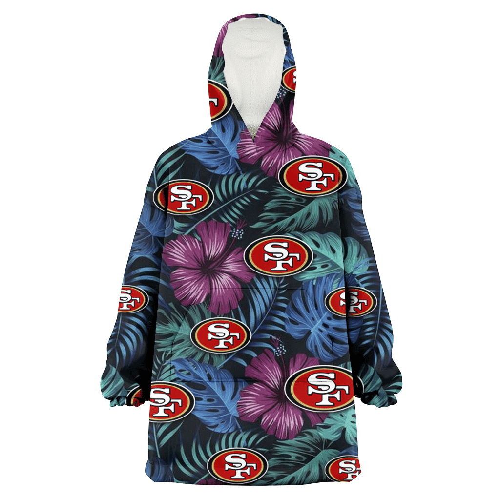 San Francisco 49ers Dark Magenta Green Leaf Black Background 3D Printed Hoodie Blanket Snug Hoodie