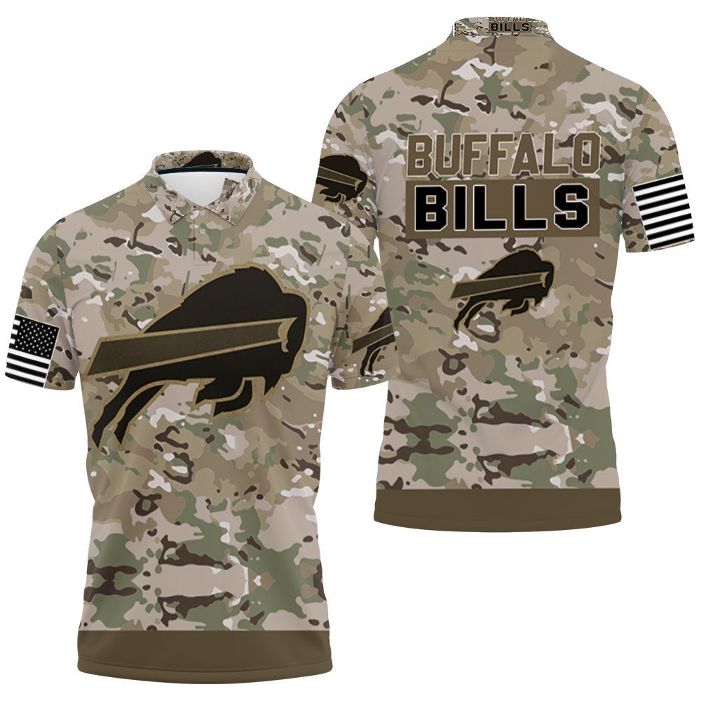 Buffalo Bills Camo Pattern 3D Jersey Polo Shirt - Funnymugsandshirts Fashion