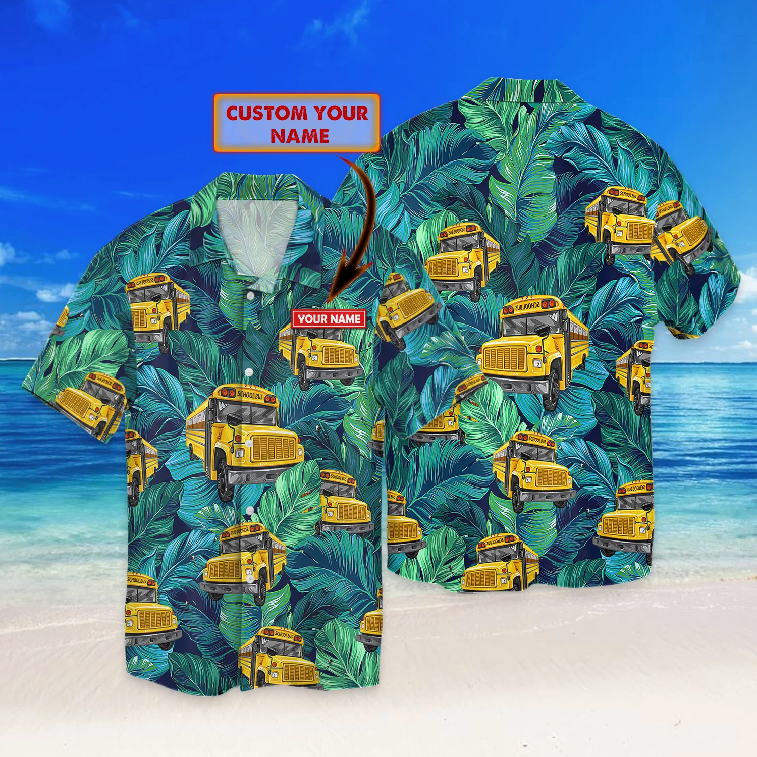 School Bus Driver – Personalized Name 3D Hawaiian Shirt