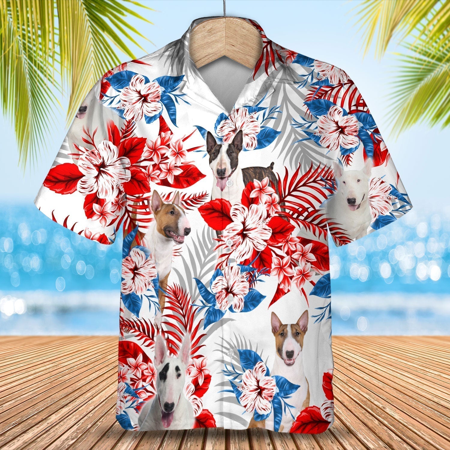 Bull Terrier Hawaiian Shirt- Summer Aloha Shirt, Hawaiian Shirt For Men And Women