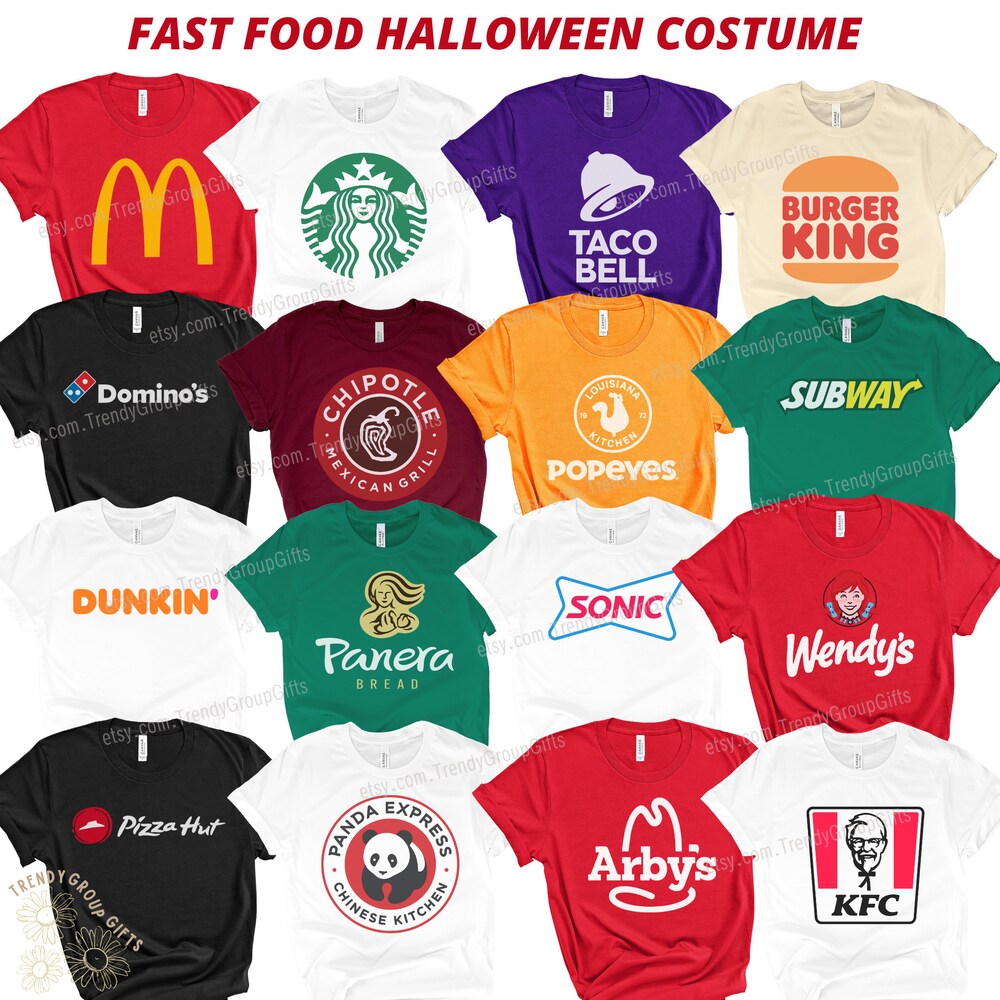 Fast food logo shirt Group halloween shirt fast food logo costume youth cheer shirt bff friend work office teacher halloween baseball costum Shopmytshirts