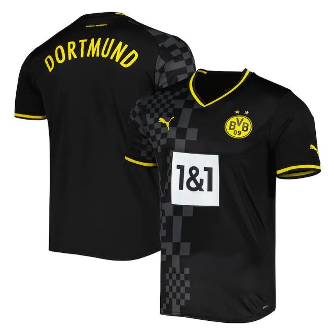 Borussia Dortmund Unisex 2022/23 Away Customized Jersey – Black