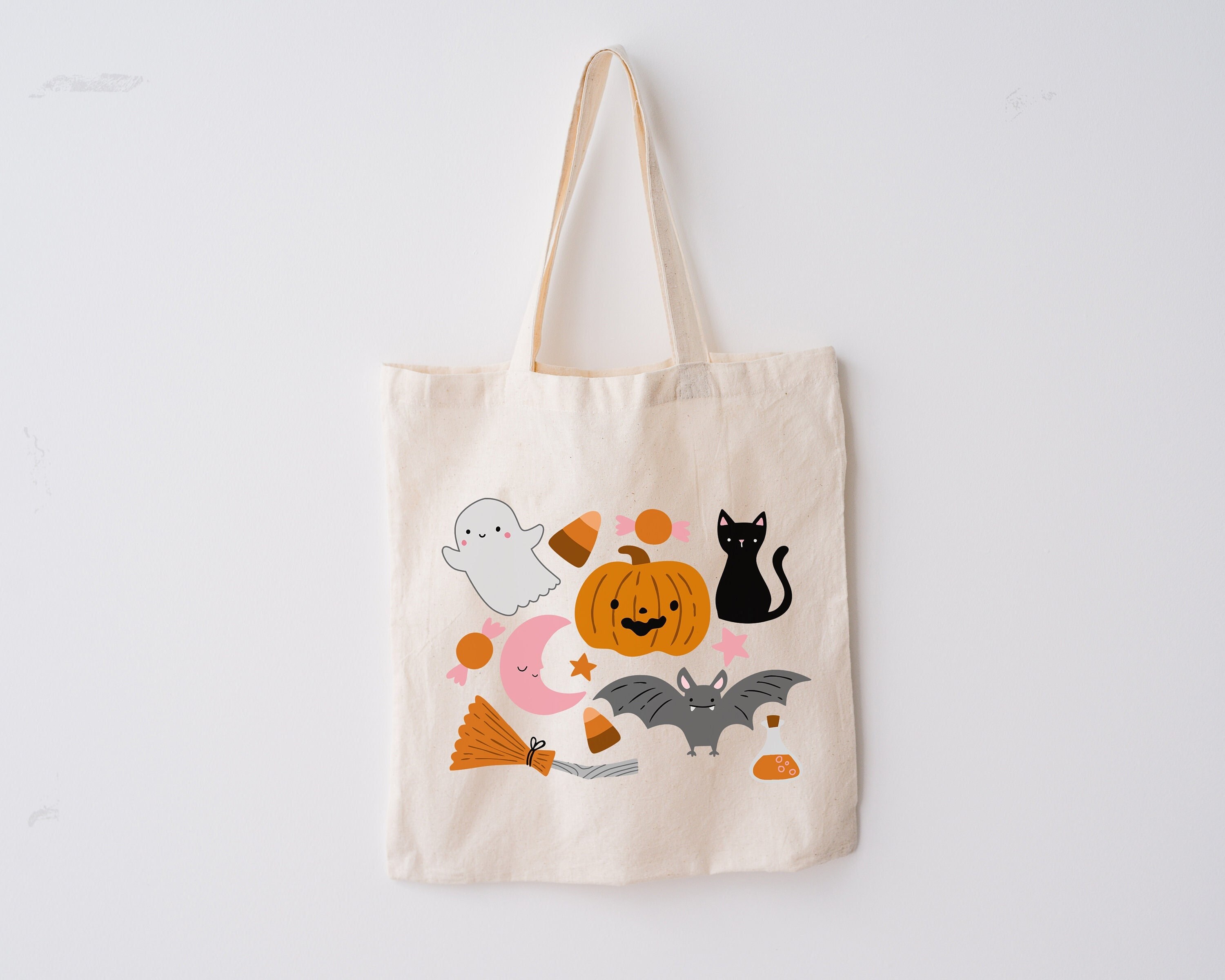 Halloween Trick or Treat Canvas Tote Bag | Reusable Trick or Treat Bag | Girl’s Candy Bag | Spooky Season Tote | Boy’s Trick or Treat Bag