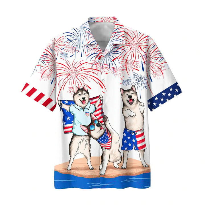 Alaska Hawaiian Shirt For 4Th Of July Patriotic, American Independence Day Dog Hawaii Shirt For Men And Women, Aloha Shirt