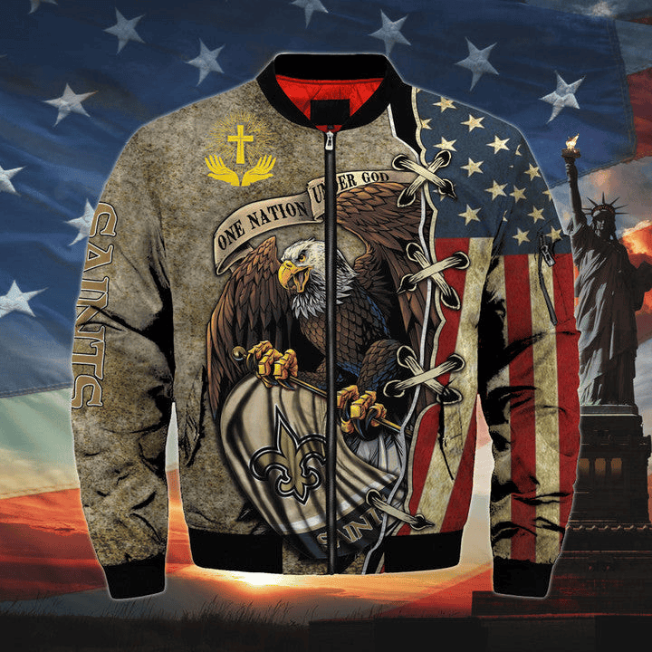 One Nation Under God New Orleans Saints Unisex Bomber Jackets