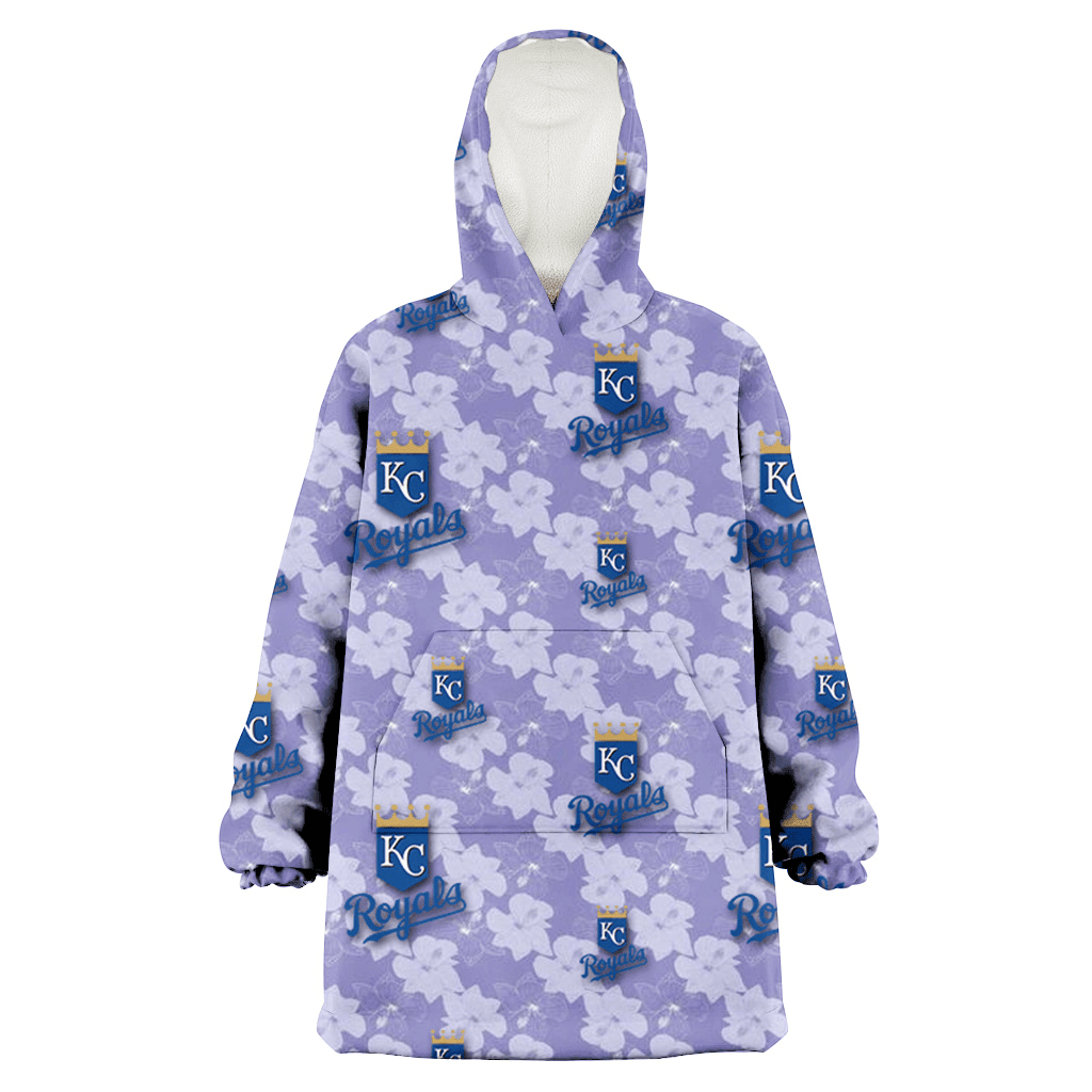 Kansas City Royals Light Purple Hibiscus Pattern Stripe Powder Purple 3D Printed Hoodie Blanket Snug Hoodie