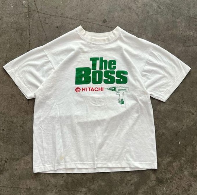 Vintage 80s T Shirt The Boss Hitachi Power Tool Drill Tee Shirt Outfit