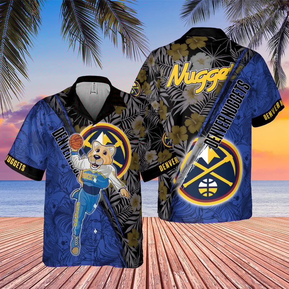 Denver Nuggets Green Hibiscus Flower Pattern Print Hawaiian Shirt
