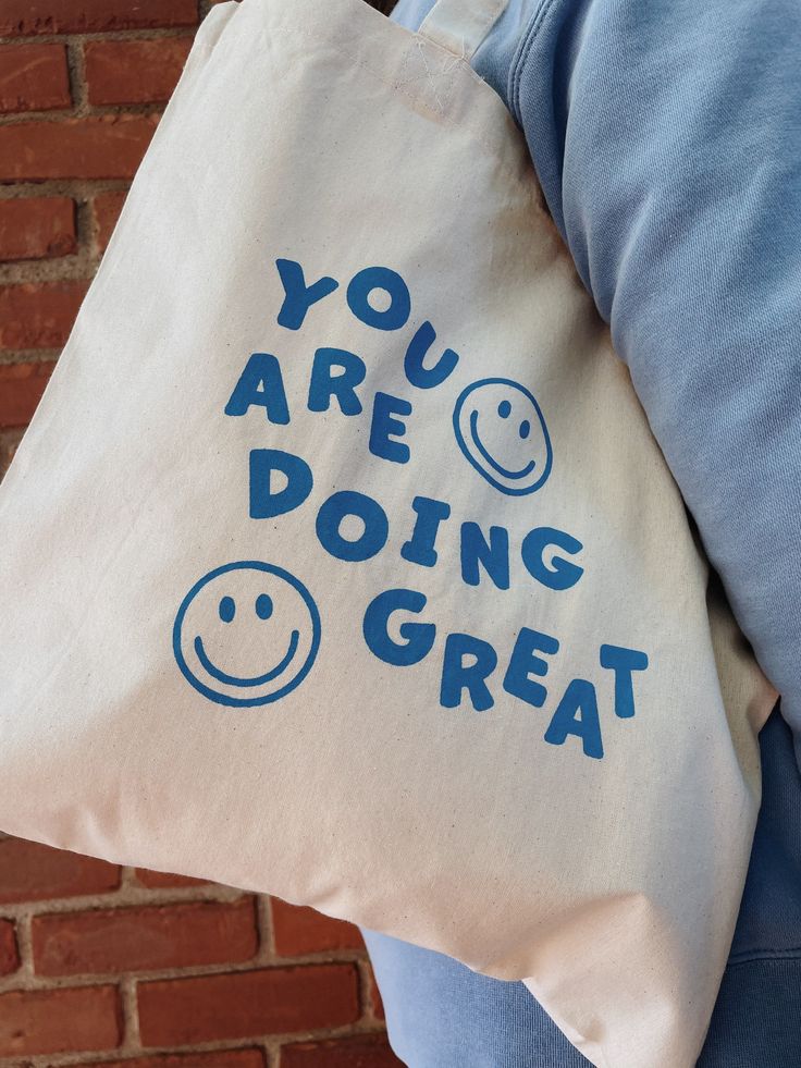 You Are Doing Great Smiley Tote Bag l Smiley Face Market Tote Bag l Minimalist Canvas Bag, Best Tote Bags Ideas, Cute Tote Bags Ideas, Tote Bag Design Ideas, Girls Tote Bag, Best Canvas Tote Bags Ideas