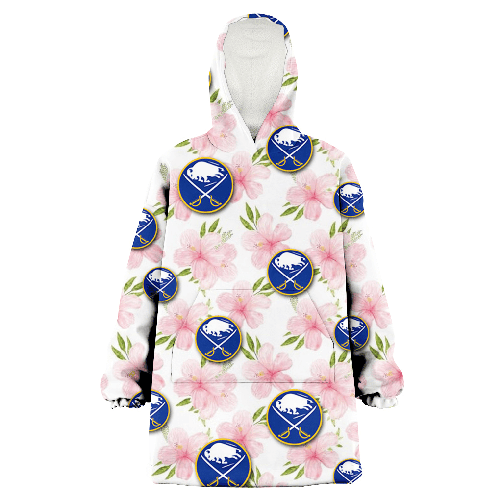 Buffalo Sabres Light Pink Hibiscus White Background 3D Printed Hoodie Blanket Snug Hoodie