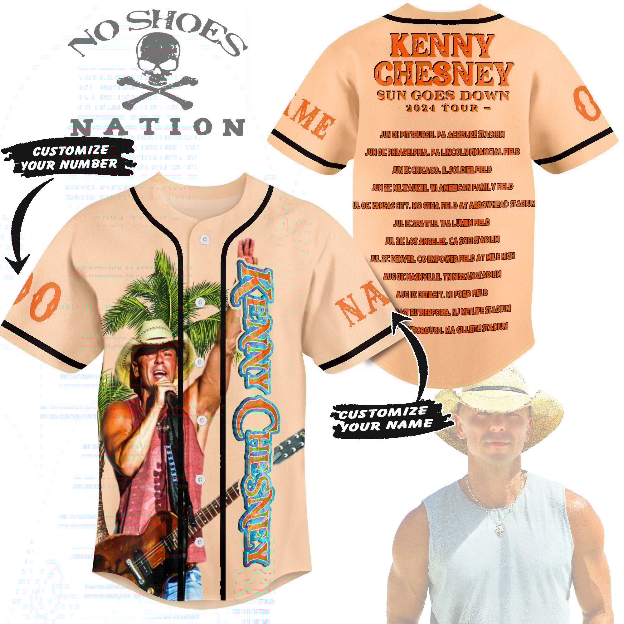 Merchcustom Kenny Chesney Baseball Jersey For Fans