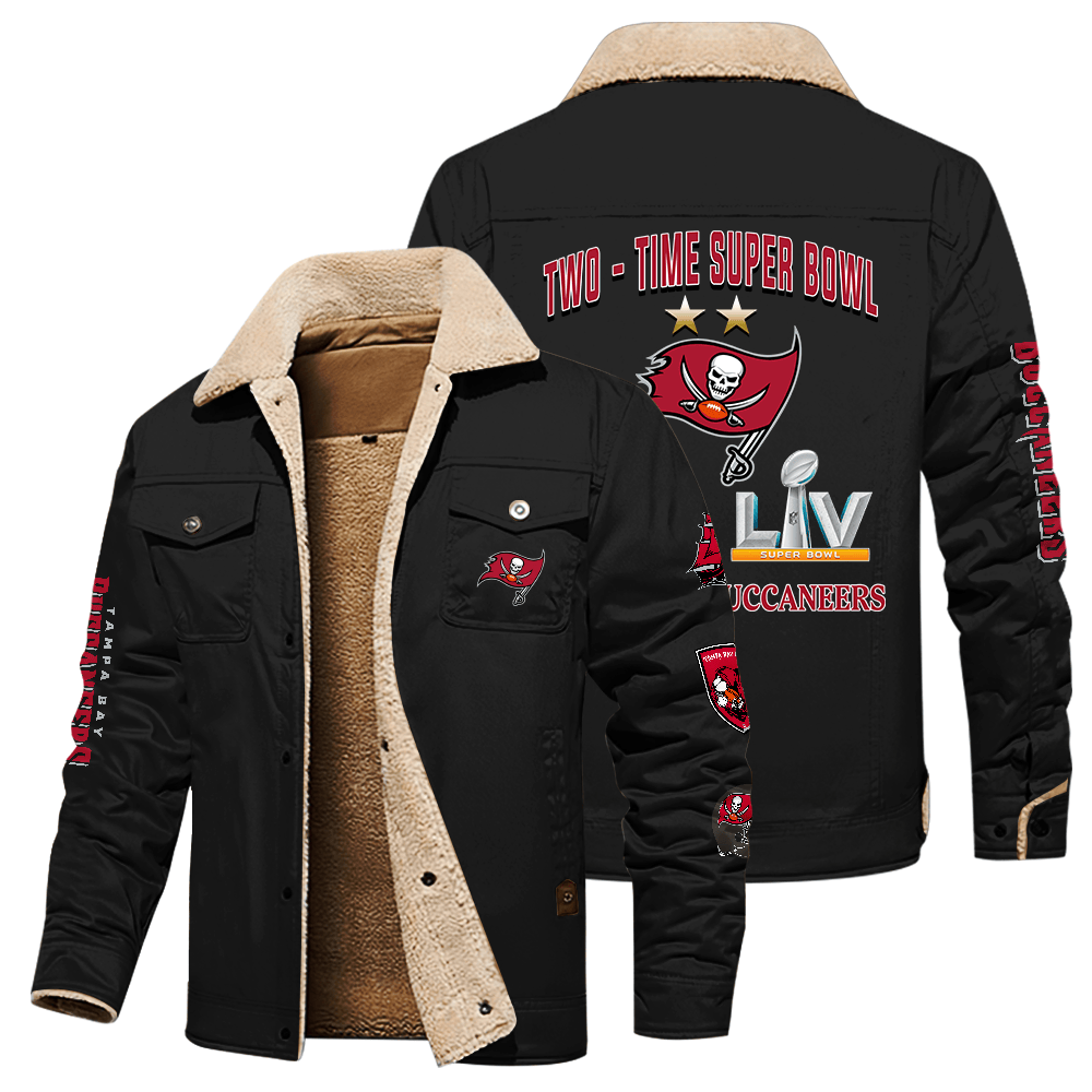 Tampa Bay Buccaneers NFL Two Time Super Bowl Champions Black Stand Collar Jacket