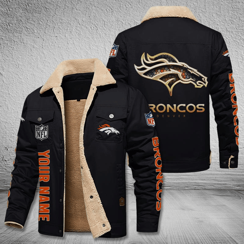 Denver Broncos Unisex Custom Name Stand Collar Jacket