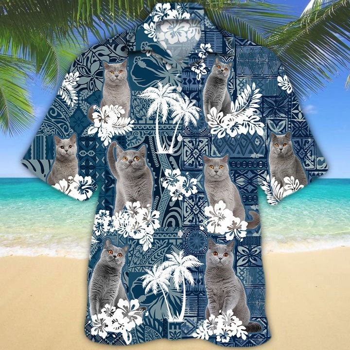 British Shorthair Hawaiian Shirt For Cat Lovers, Cat In Hawaiian Shirt, 3D Full Print Animal Hawaii Beach Shirts