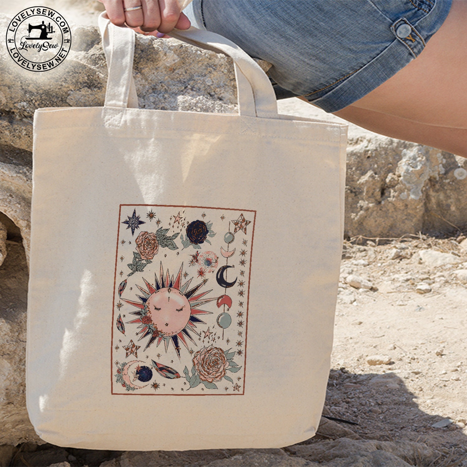 Celestial  Sun Tote Bag, Sun Tote Bag, Magic tote bag, Basic Tote Bag, Shopping Bag, Canvas Tote Bag, Sustainable Gift