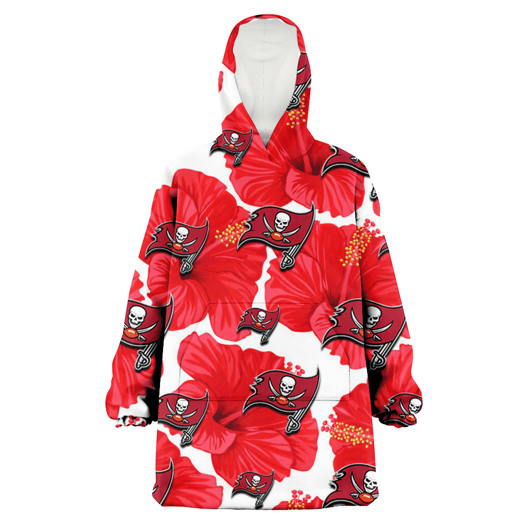 Tampa Bay Buccaneers Big Red Hibiscus White Background 3D Printed Hoodie Blanket Snug Hoodie