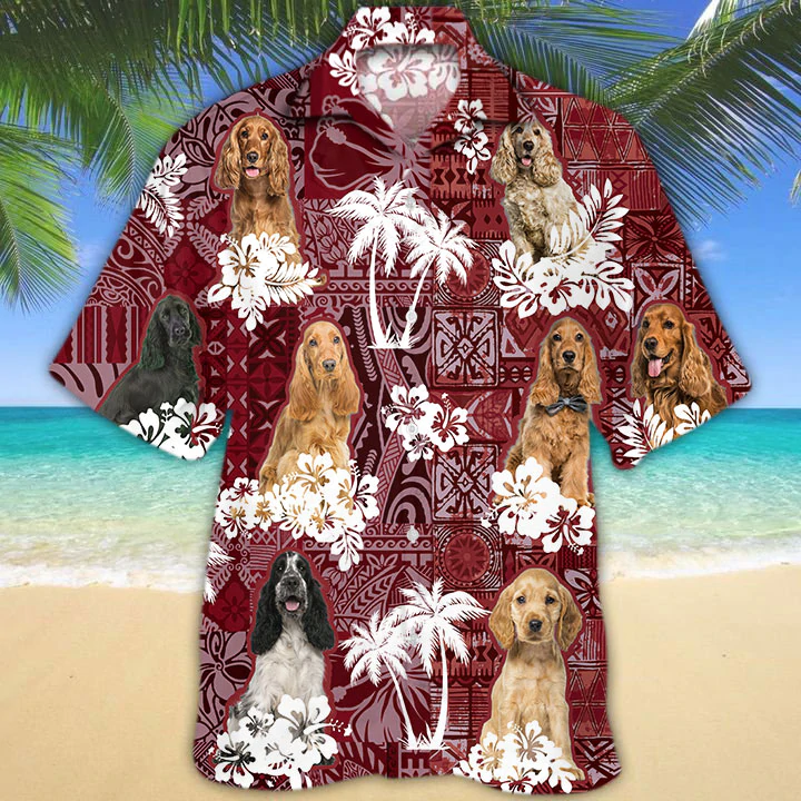 Cocker Spaniel Red Hawaiian Shirt, Gift For Dog Lover Shirts, Animal Summer Shirts, Hawaiian Shirt Men