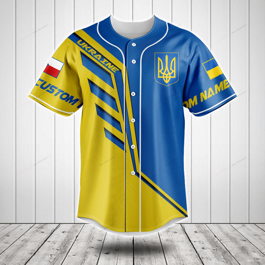Merchcustom Ukraine Flag Wing With Czech Republic Flag Baseball Jersey For Fan