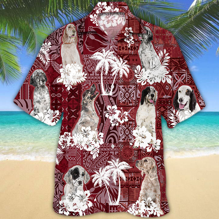 English Setter Hawaiian Shirt, Dog All Over Print Hawaii Shirt Short Sleeve