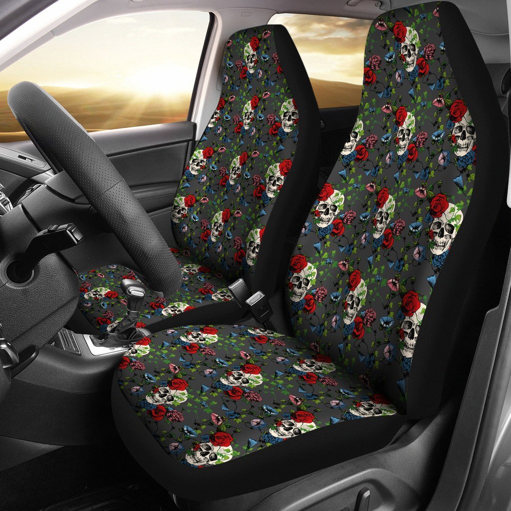 Rose Skull Pet Car Seat Cover