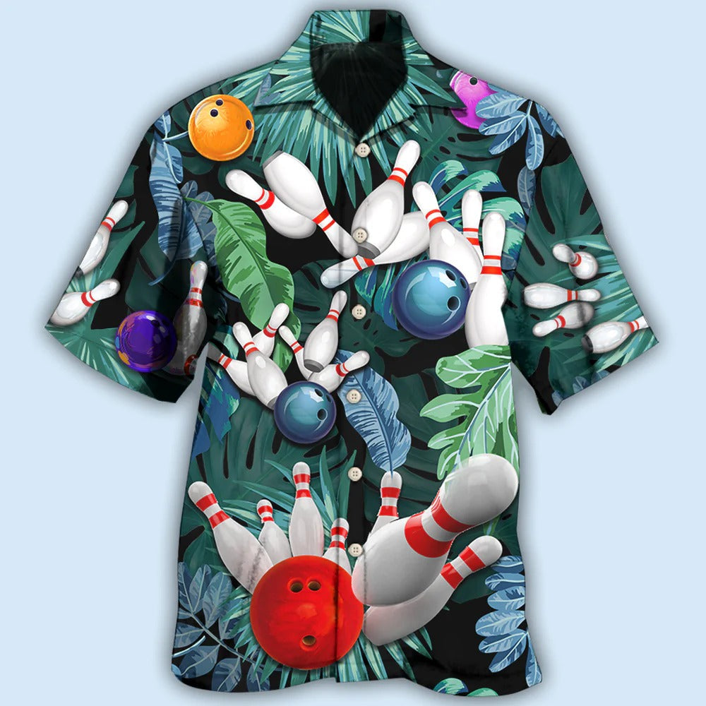 Bowling Hawaiian Shirt Floral Leave Pattern, Summer Cool Hawaiian Shirt For Bowling Player