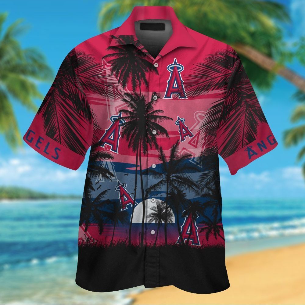 Los Angeles Angels Short Sleeve Button Up Tropical Shirt Hawaiian Shirt