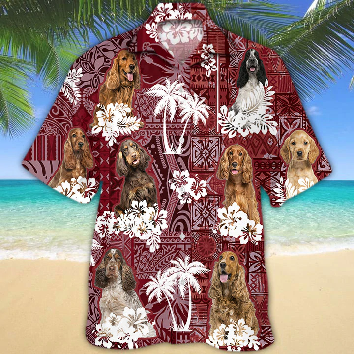 English Cocker Spaniel 2 Red Hawaiian Shirt, Gift For Dog Lover Shirts, Animal Summer Shirts, Hawaiian Shirt Men