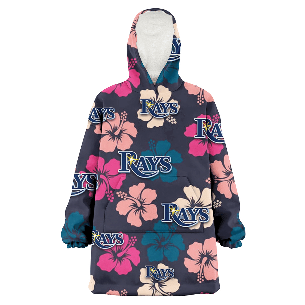 Tampa Bay Rays Colorful Hibiscus Black Background 3D Printed Hoodie Blanket Snug Hoodie