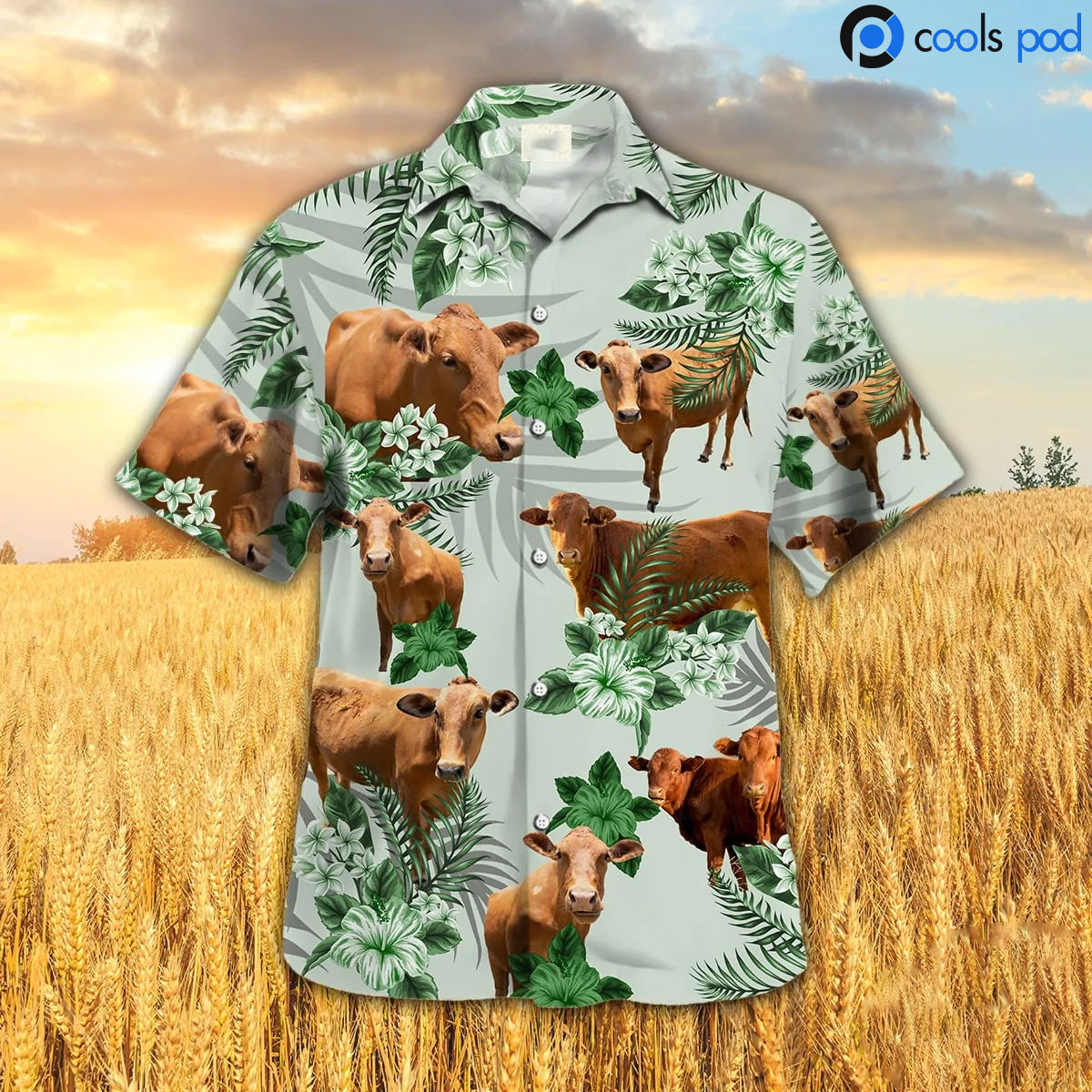 Beefmaster Hibiscus Hawaiian Shirt, Cool Cow Hawaii Shirt, Best Hawaiian Shirts For Him Her