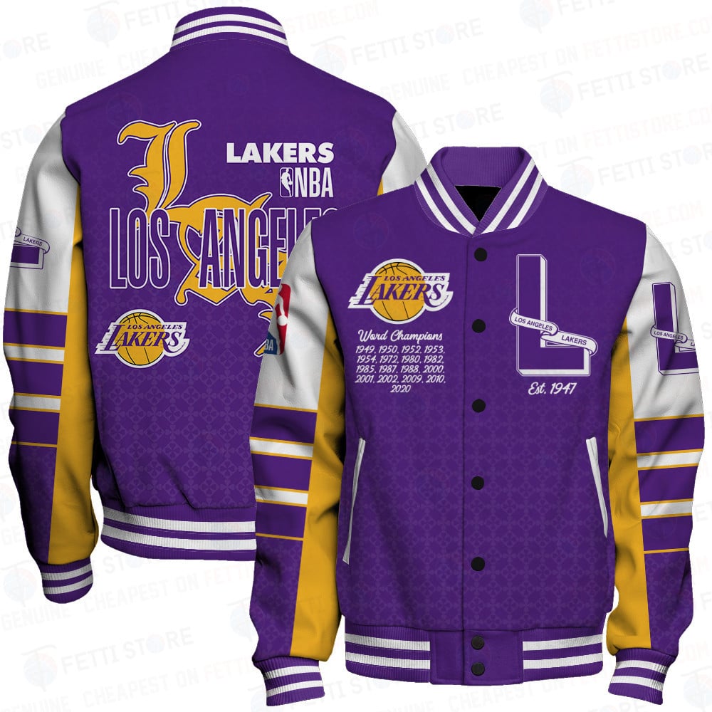 Los Angeles Lakers Team Logo Sport Pattern Retro Varsity Jacket