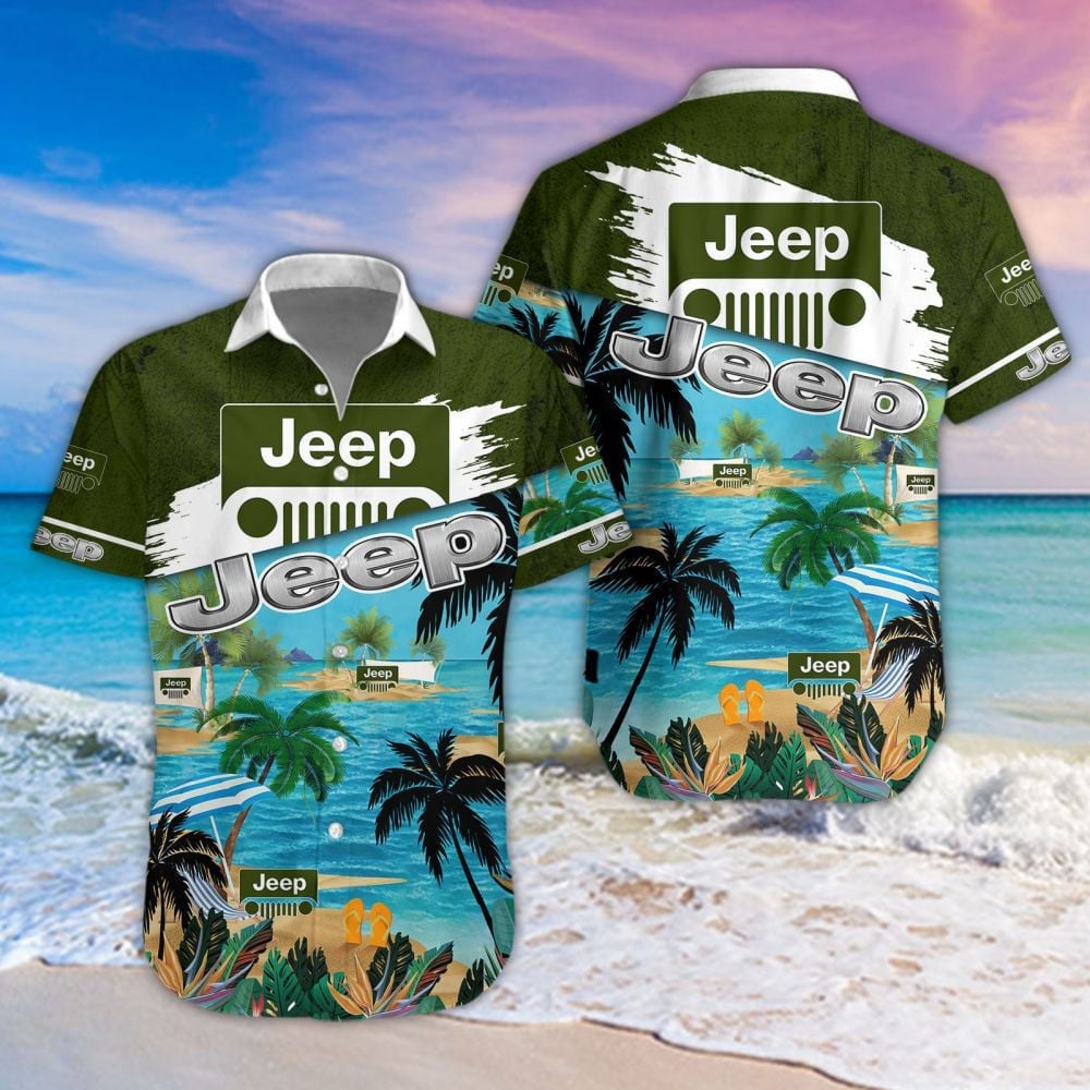 Jeep Car Beach Coastal Island Brand Logo 3D Hawaiian Shirt