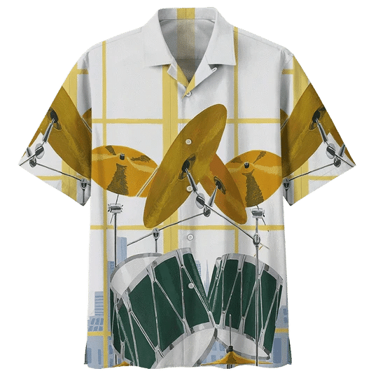 Gold Drum Background Hawaiian Shirt For Men, Women