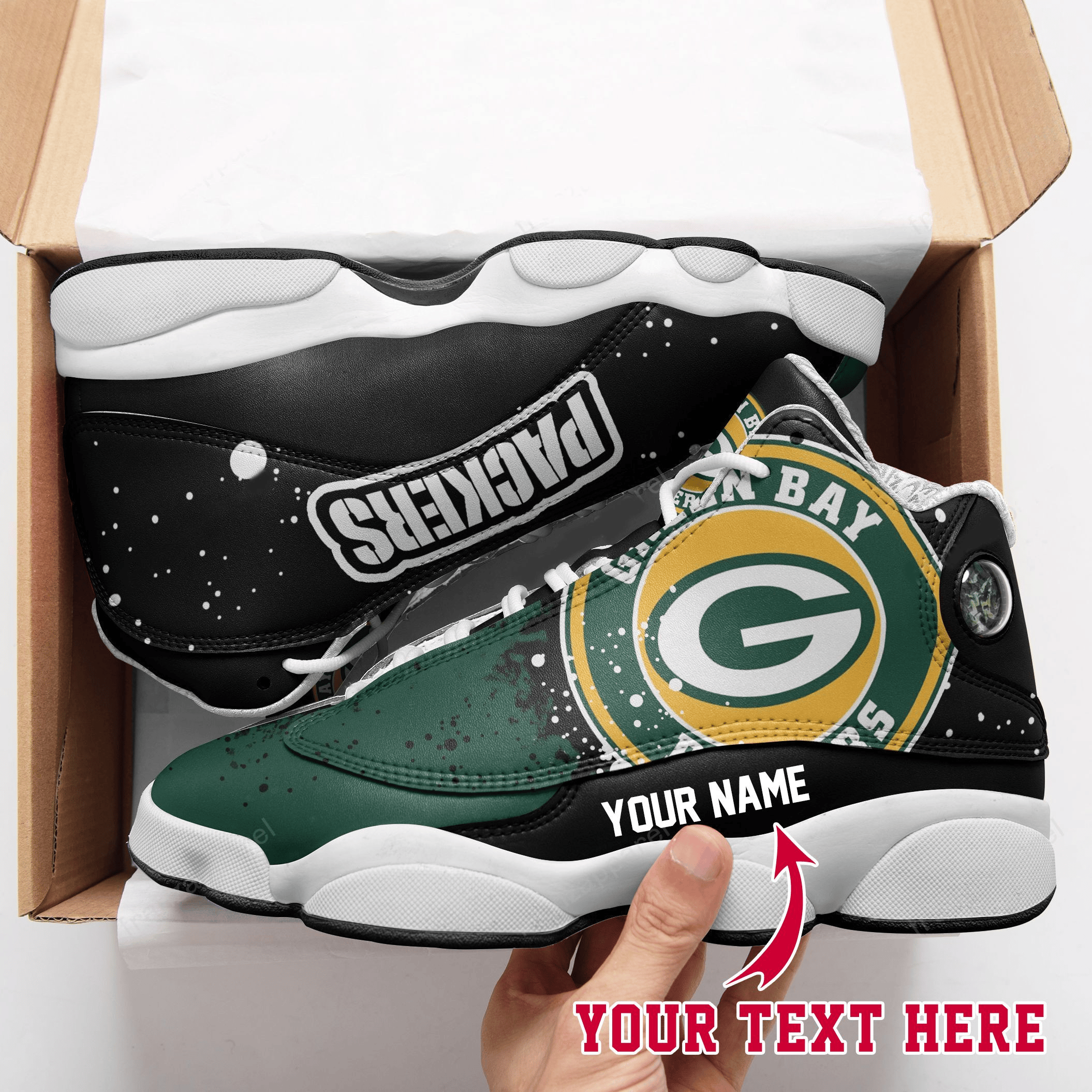 Green Bay Packers G Football Retro Custom Air Jordan 13 Shoes Personalize Name Sport Sneakers qGzs JD13 V2823