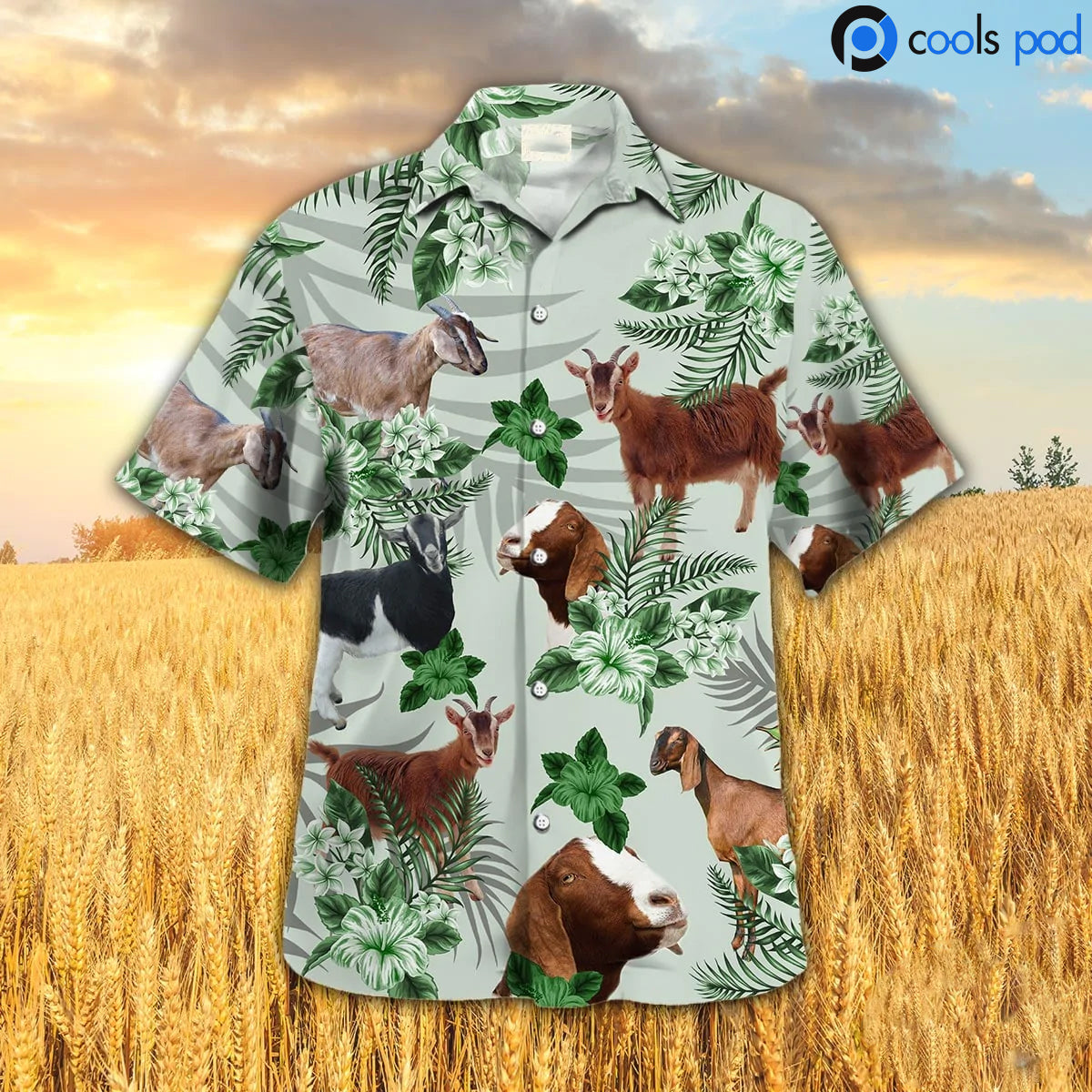 Goat Hibiscus Tropical Hawaiian Shirt, Goat Men Hawaiian Shirt, Goat Women Hawaiian Shirts