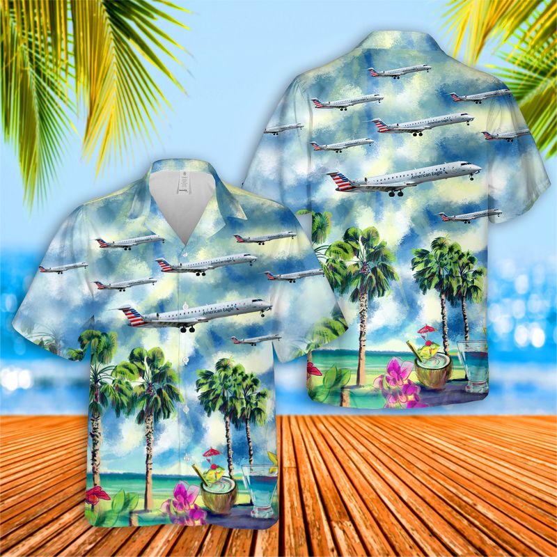 Psa Airlines Bombardier Crj-701Er Hawaiian Shirt, Hawaiian Shirt For Men, Dad Husband Veteran