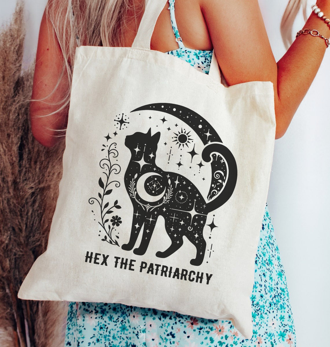 Hex The Patriarchy Tote Bag Feminist Tote Witchy Tote Bag Witchy Cat Gifts For Cat People Black Cat Tote Bag Aesthetic Bans Off Our Bodies