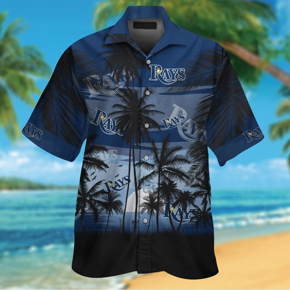 Tampa Bay Rays Short Sleeve Button Up Tropical Shirt Hawaiian Shirt