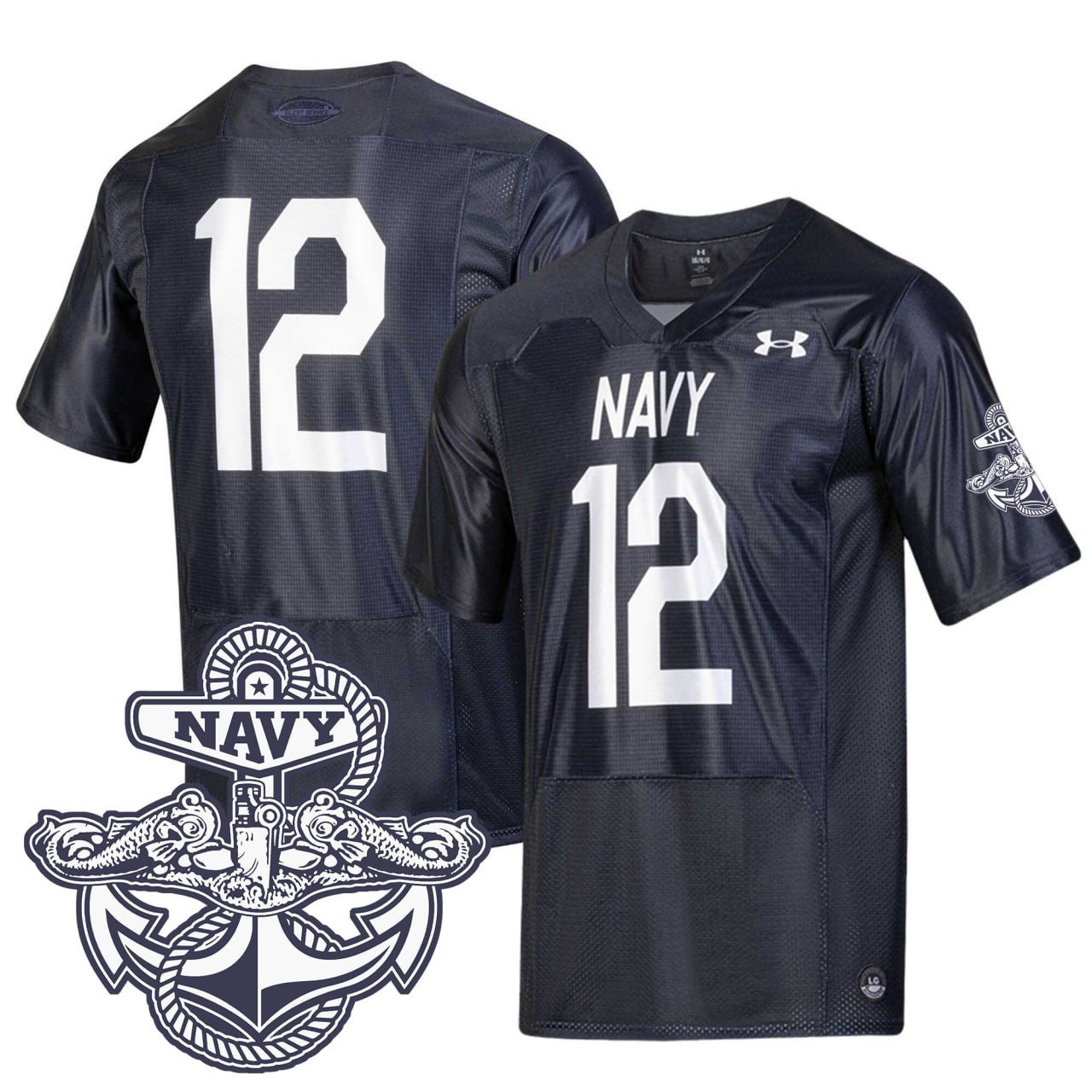 #12 Navy Midshipmen Football Navy Patch Jersey – All Stitched