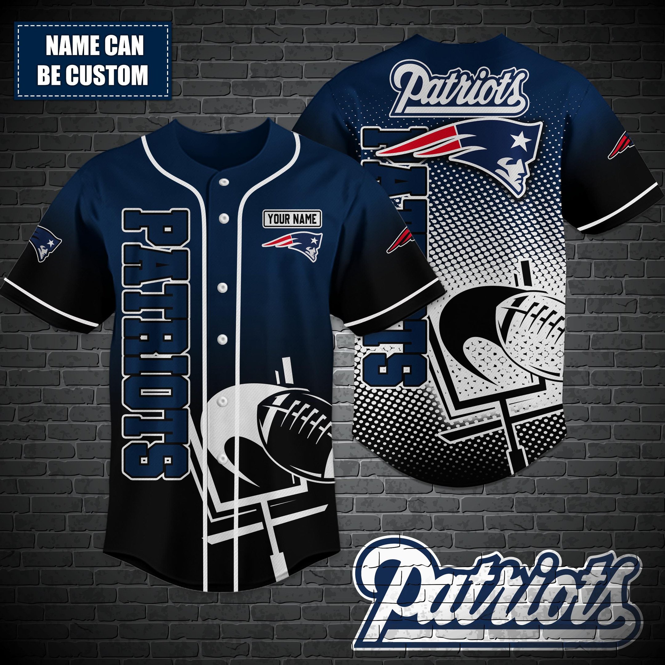 Tshirtcustom - Printed T - Shirt - New England Patriots Custom Name Baseball Shirt T - 44757